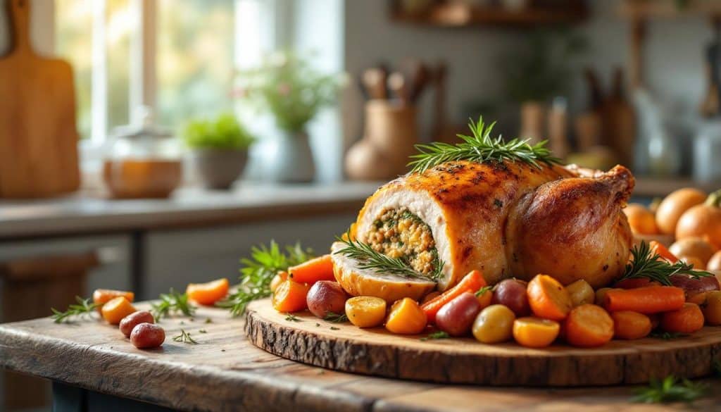 découvrez notre recette facile et savoureuse de rôti de chapon farci au four, avec des conseils pour une cuisson parfaite et une viande tendre et juteuse.