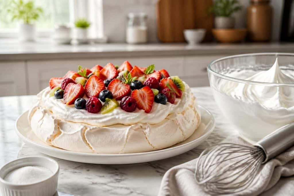 découvrez notre recette de meringue pour pavlova avec des astuces simples pour obtenir une texture légère et croustillante, parfaite pour votre dessert.