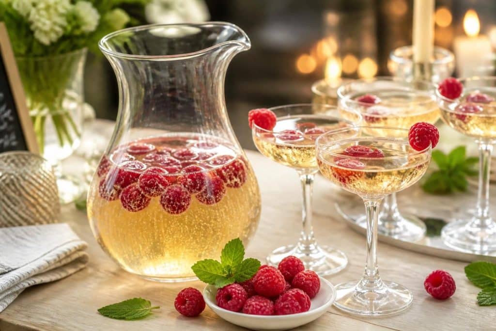 découvrez notre recette facile et festive de soupe de champagne aux framboises, idéale pour vos célébrations et moments gourmands.
