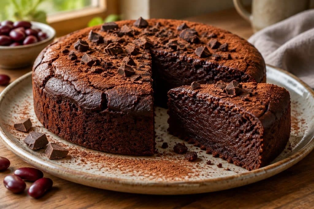découvrez un gâteau au chocolat et haricots rouges, moelleux et gourmand, sans farine. une recette facile pour un dessert original et fondant.
