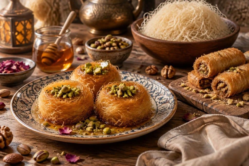 découvrez le kadaïf, ses recettes sucrées et salées et ses nombreuses utilisations pour apporter croustillant et gourmandise à la cuisine orientale.