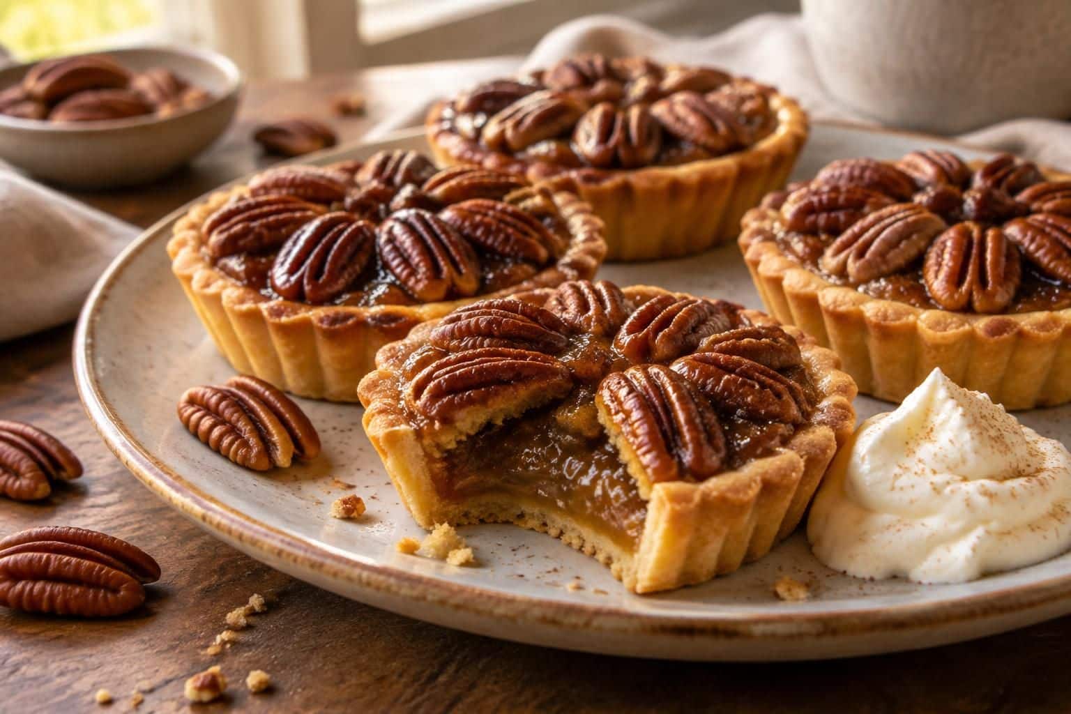 découvrez une recette facile de tartelettes aux noix de pécan, croustillantes et fondantes, pour un dessert gourmand à partager.
